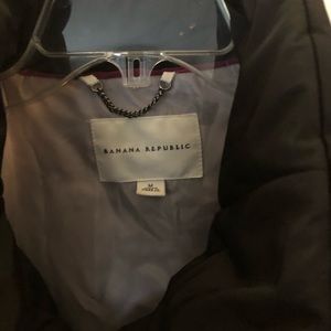 Black down-filled jacket.